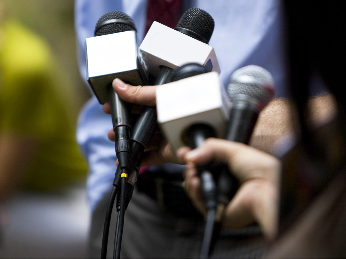 microphones in front of man talking