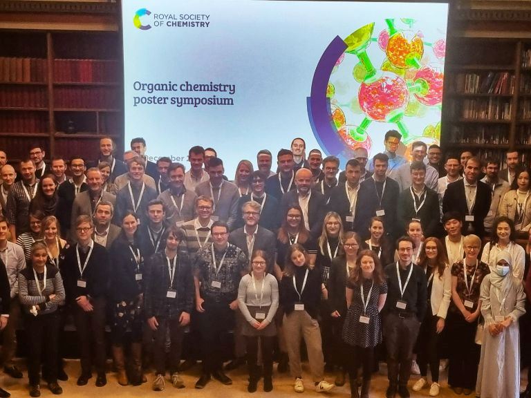 Image of delegates at organic chemistry poster symposium 2022