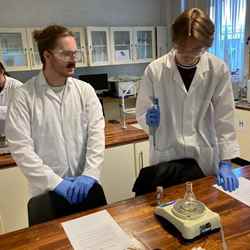 Two male students take part in an experiment
