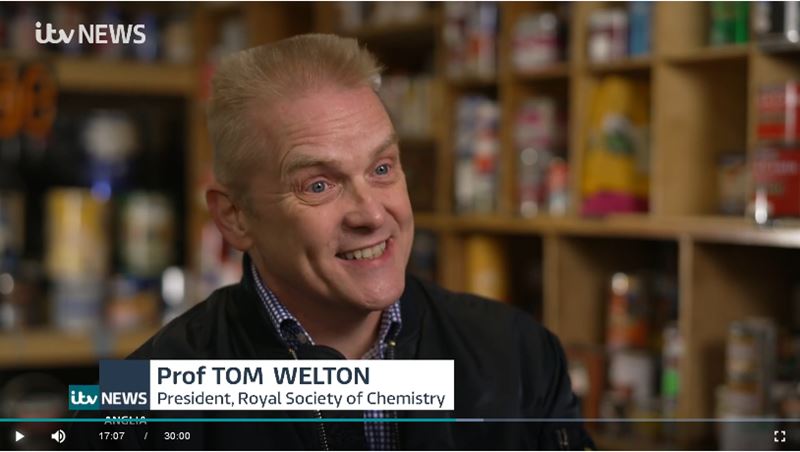 Professor Tom Welton was featured on ITV News talking about the issue, image shows a screenshot of him onscreen