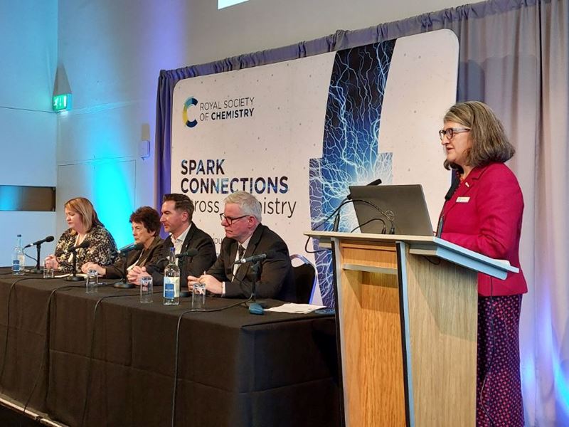 (Left to right) Dr Lauren Boath, Dr Janet Brown, Bruce Robertson and Professor Martin Hendry take part in a panel discussion chaired by our chief executive, Dr Helen Pain