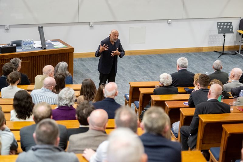 Prof AP de Silva gives a speech at Queen's University Belfast