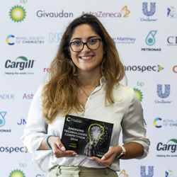 Ignota Labs'  chief data science officer Layla Hosseini-Gerami holds the 2024 Health award at the Emerging Technologies Competition 2024 final