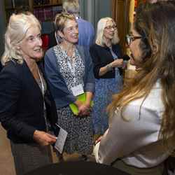 RSC president Dr Annette Doherty talks with Ignota Labs chief data science officer Layla Hosseini-Gerami
