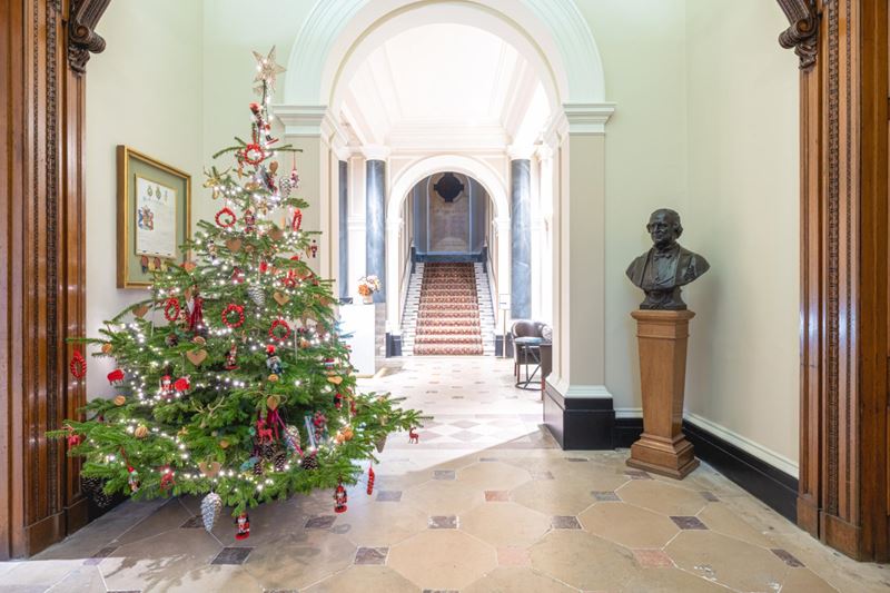 Burlington House entrance with Christmas tree