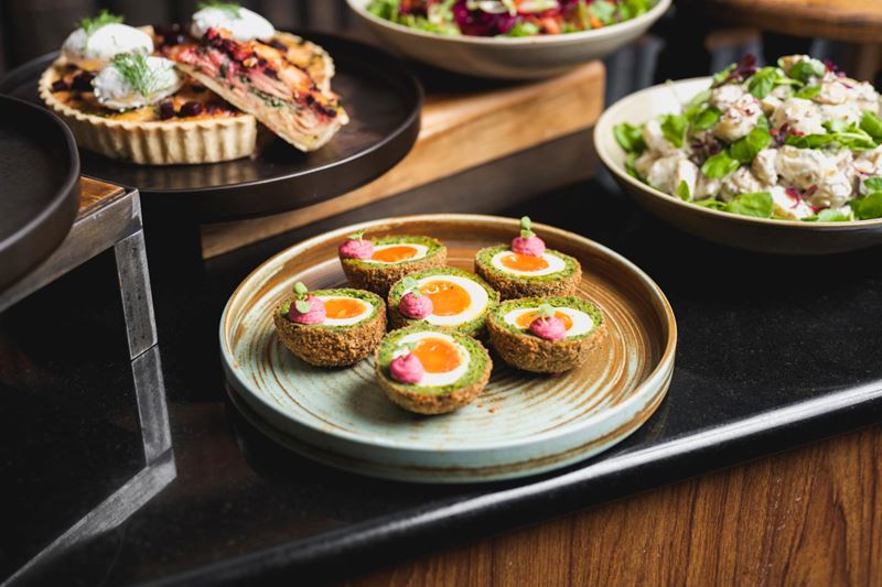 bowl of scotch eggs and other starters