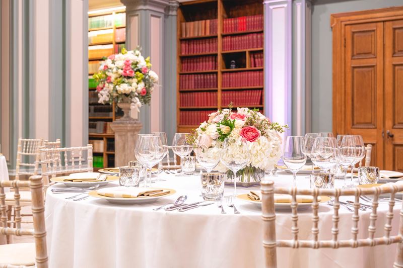 table laid with flowers