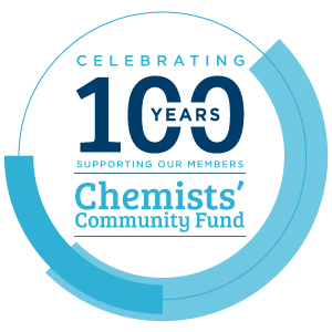 a badge saying 100 years supporting our members, with a blue circle outline
