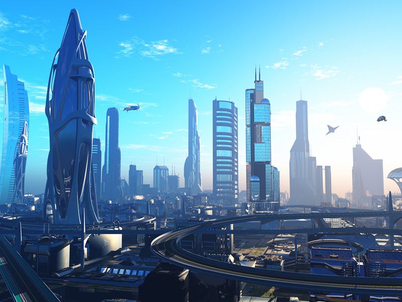 Futuristic looking city