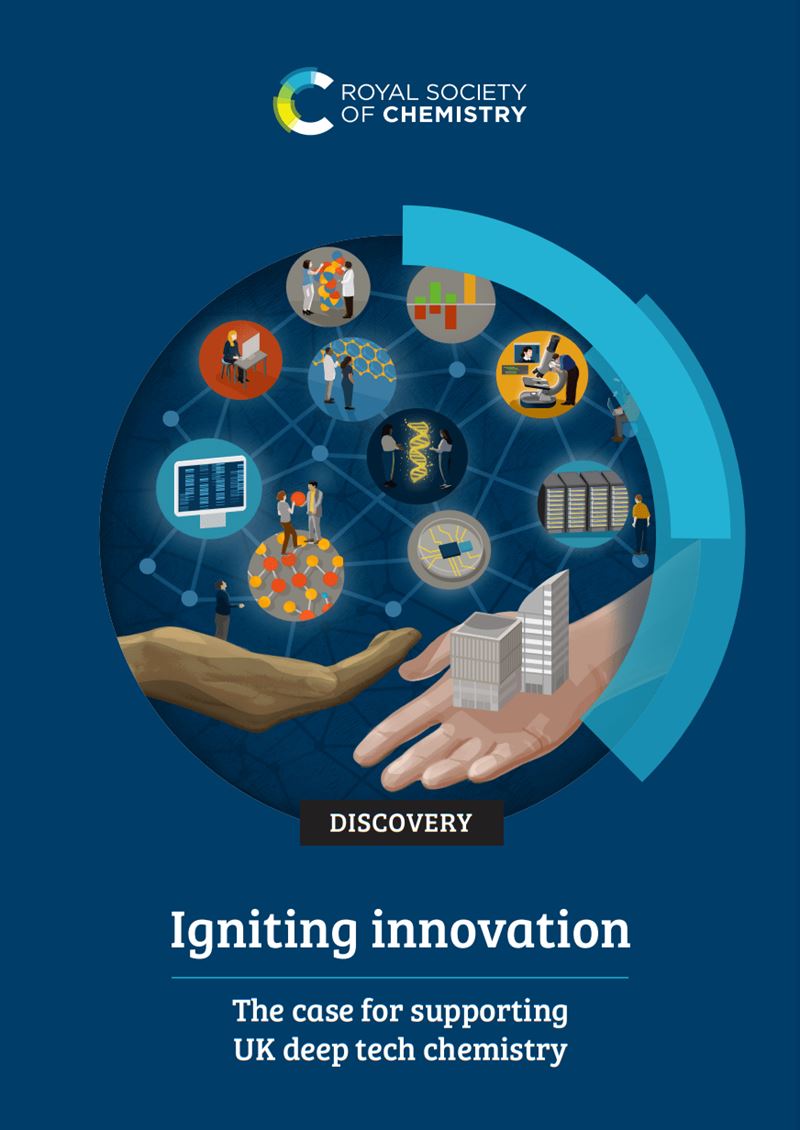 The front cover of the Igniting Innovation report, produced by the RSC in 2021