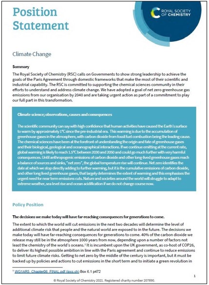Policy statement climate change front page