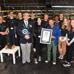 Representatives from the Royal Society of Chemistry and Professor Saiful Islam celebrate the new GUINNESS WORLD RECORDS™ title