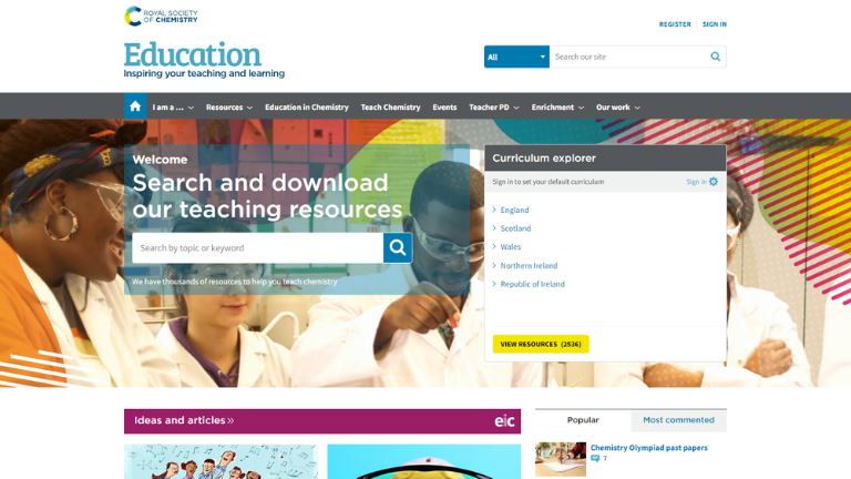 Education website homepage